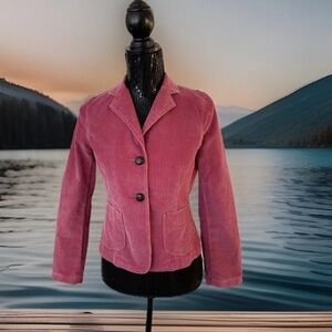 EUC GAP STRETCH Blazer jacket Women Corduroy Pink Size 1 long sleeve retro VTG